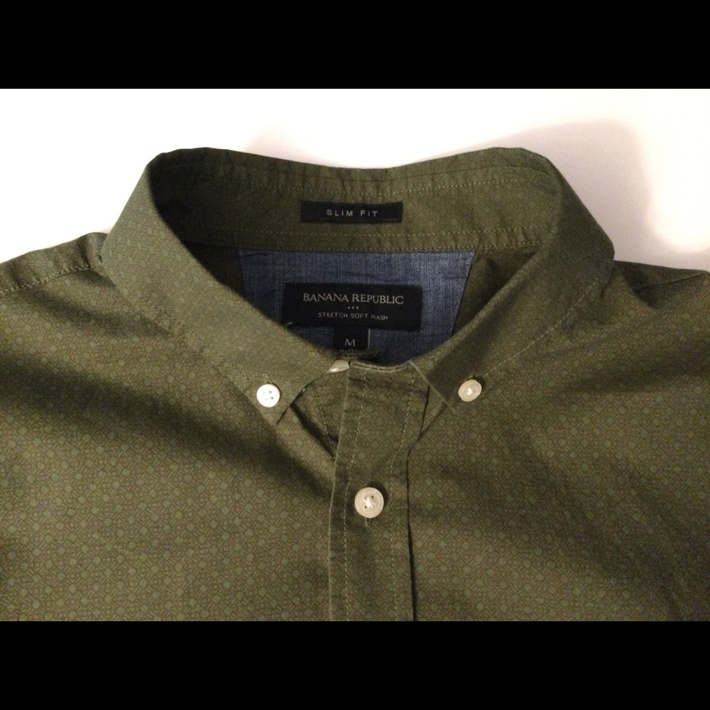 Men’s BR Green Short-sleeved Shirt Medium Slim Fit